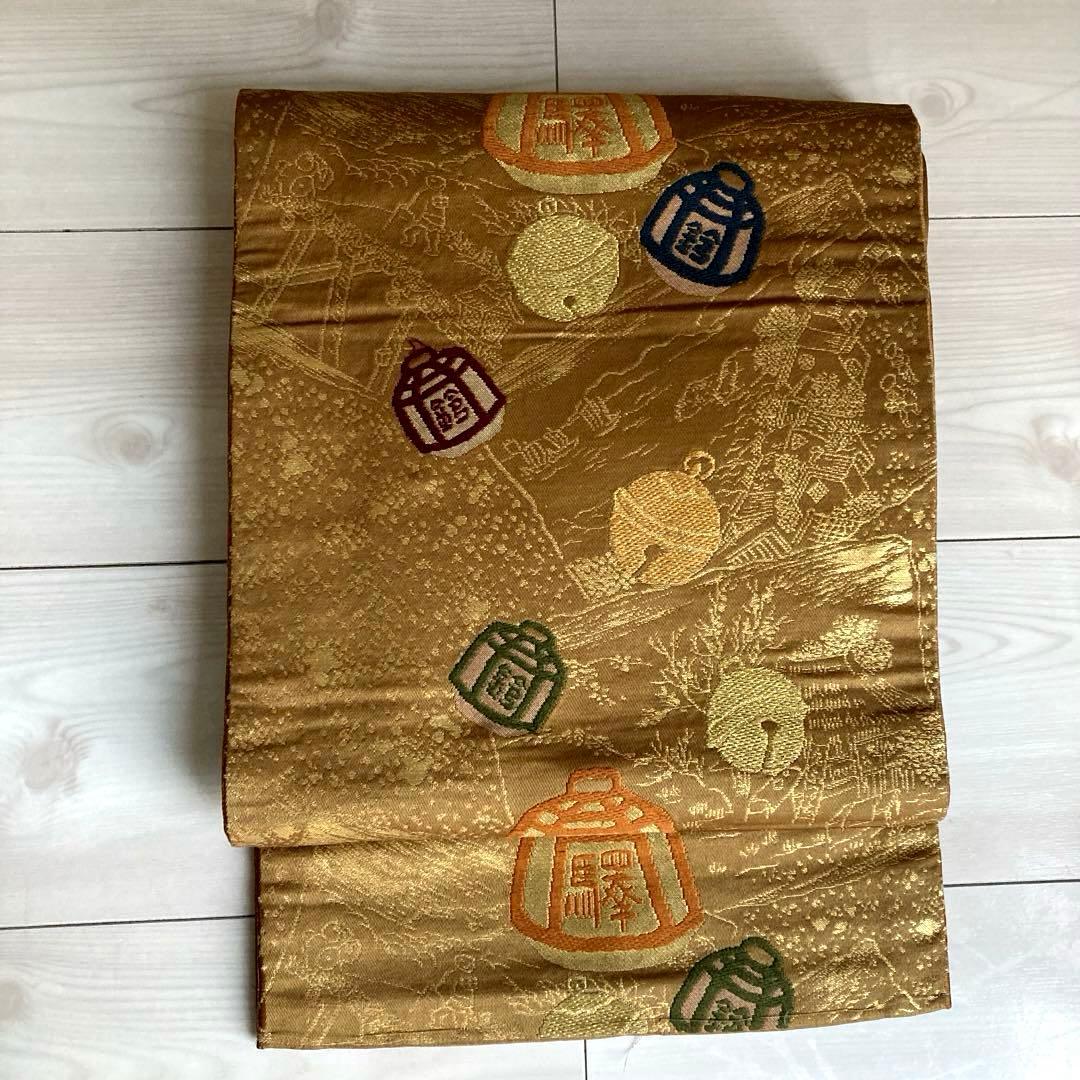 アンティーク名古屋帯　鈴の織り出し　正絹　　上質　しつけ糸付　No.6-26