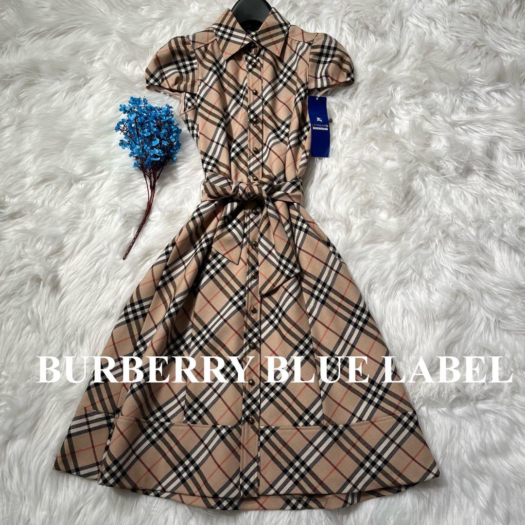 バーバリーブルーレーベル 半袖 ワンピース ノバチェック 襟付き A