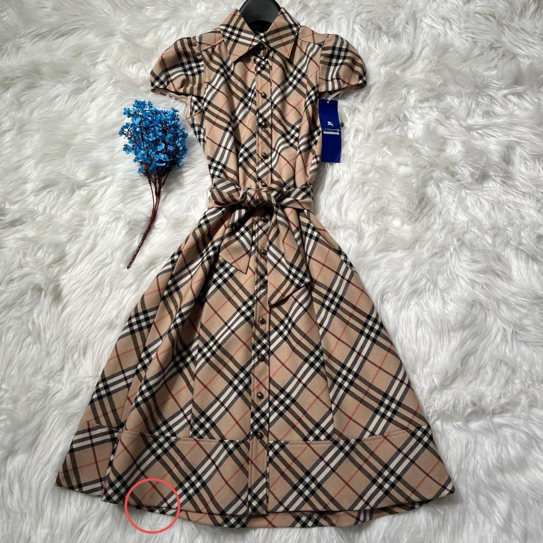 バーバリーブルーレーベル 半袖 ワンピース ノバチェック 襟付き A