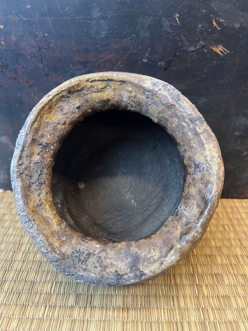 珍品］常滑焼、花瓶か水指、自然柚、江戸期 送料込み