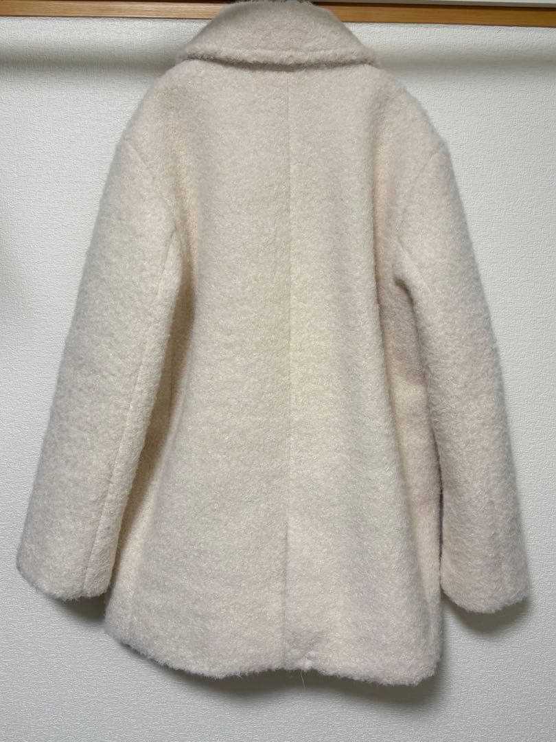 ZARA ブークレダブルブレストミディ丈コート エクリュ - メルカリ