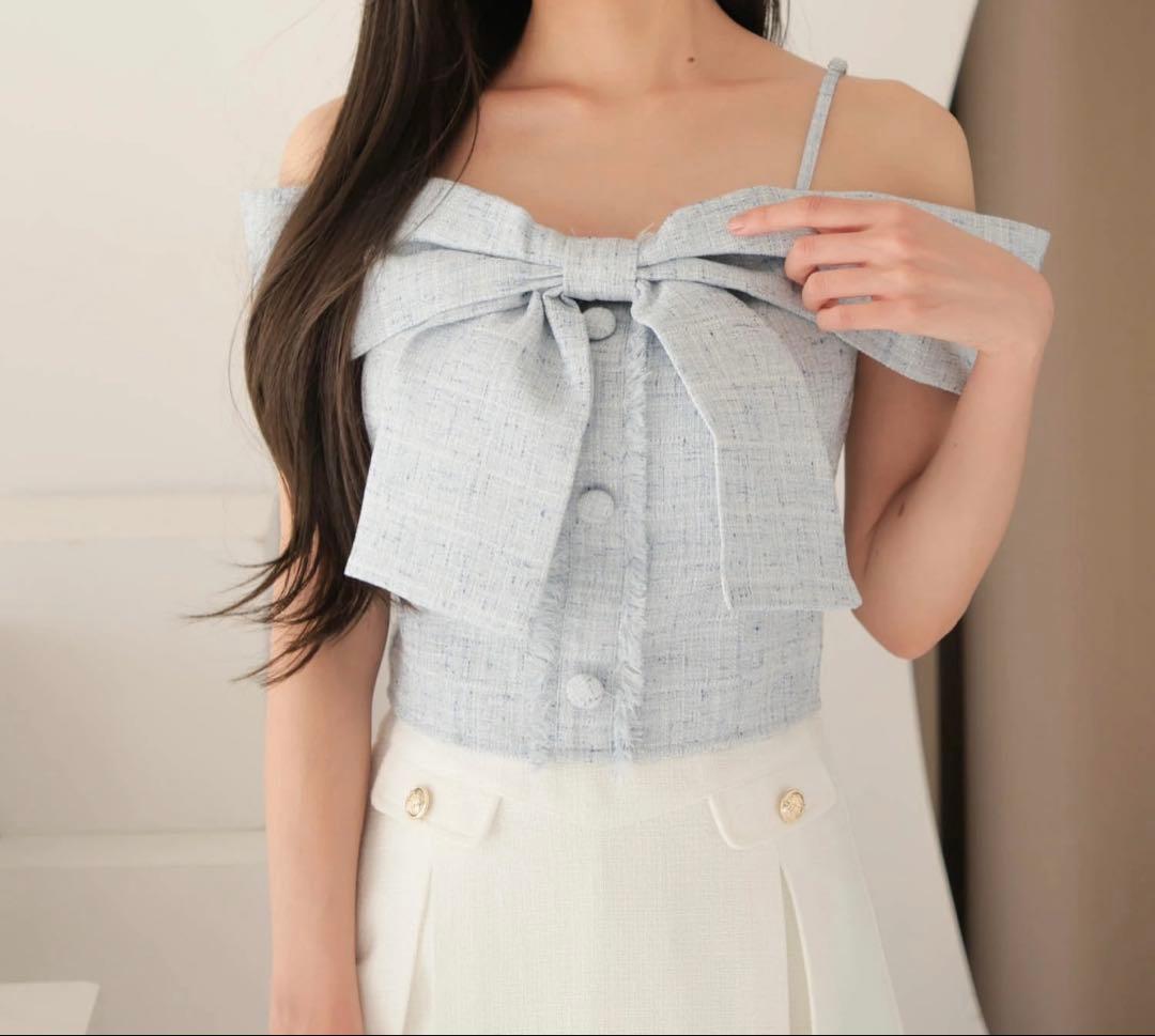 LIP SERVICE ツイードリボンオフショルトップス LIP SERVICE（リップサービス）｜ ツイードリボンオフショルトップス