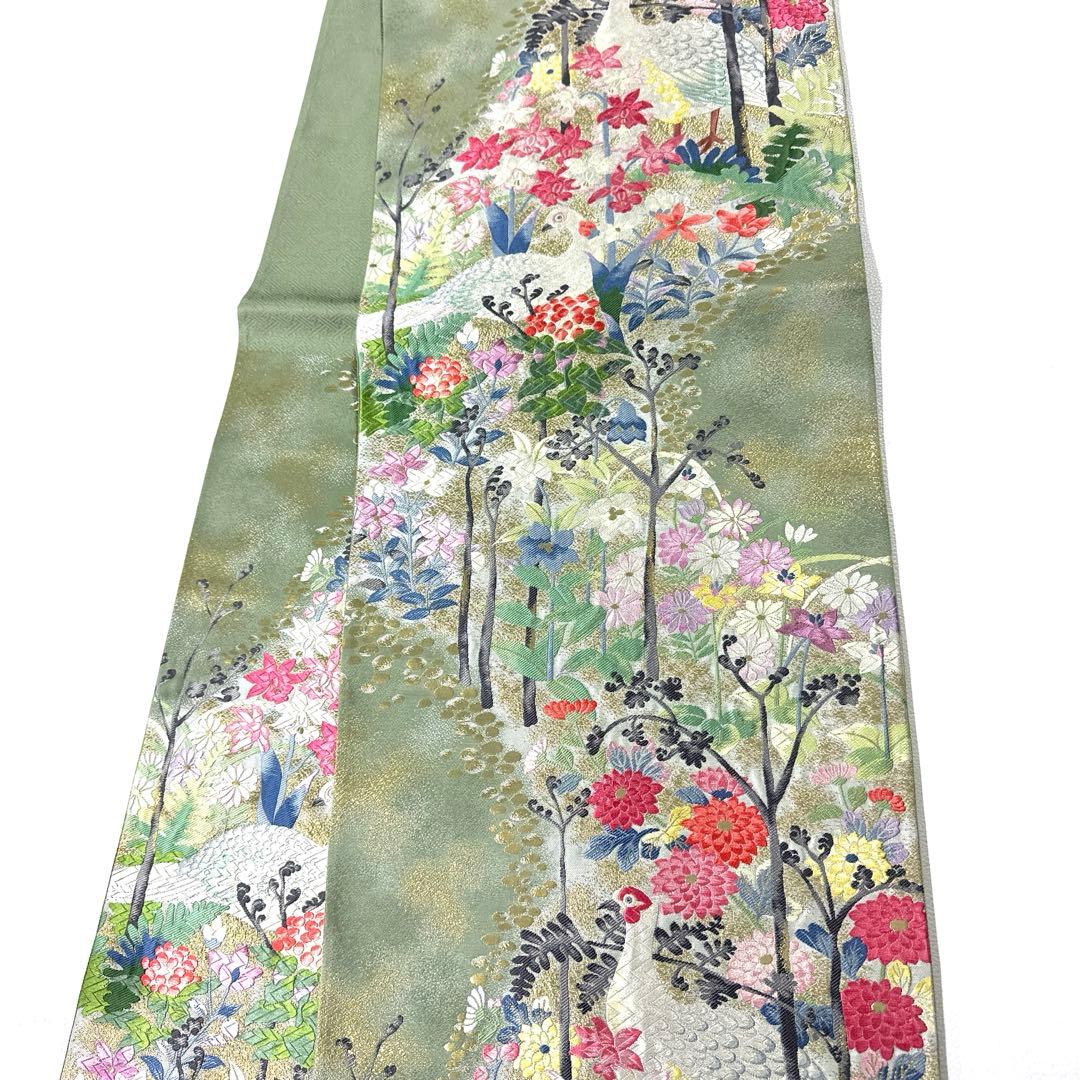 帯6586 ○となみ織物謹製 本加賀友禅作家 百貫華峰 高級 正絹 六通