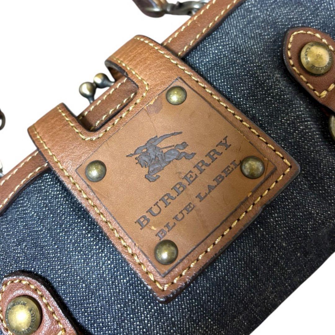 極美品】バーバリーブルーレーベル☆がま口☆デニム☆本革☆ショルダー
