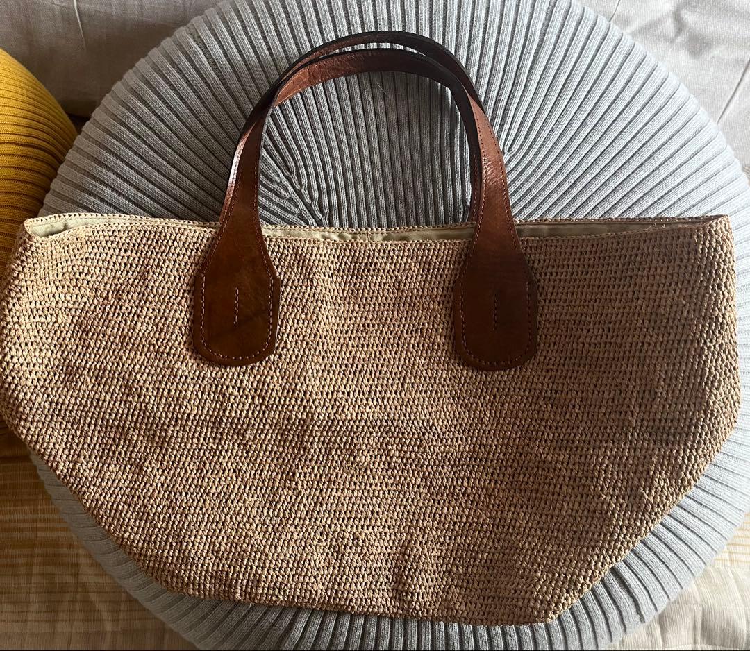 値下中IBELIV TOKYOⅡ カゴバッグ　ナチュラル色 フランス ObiObi paris ラフィアバッグ L ナチュラル ゴールドドット