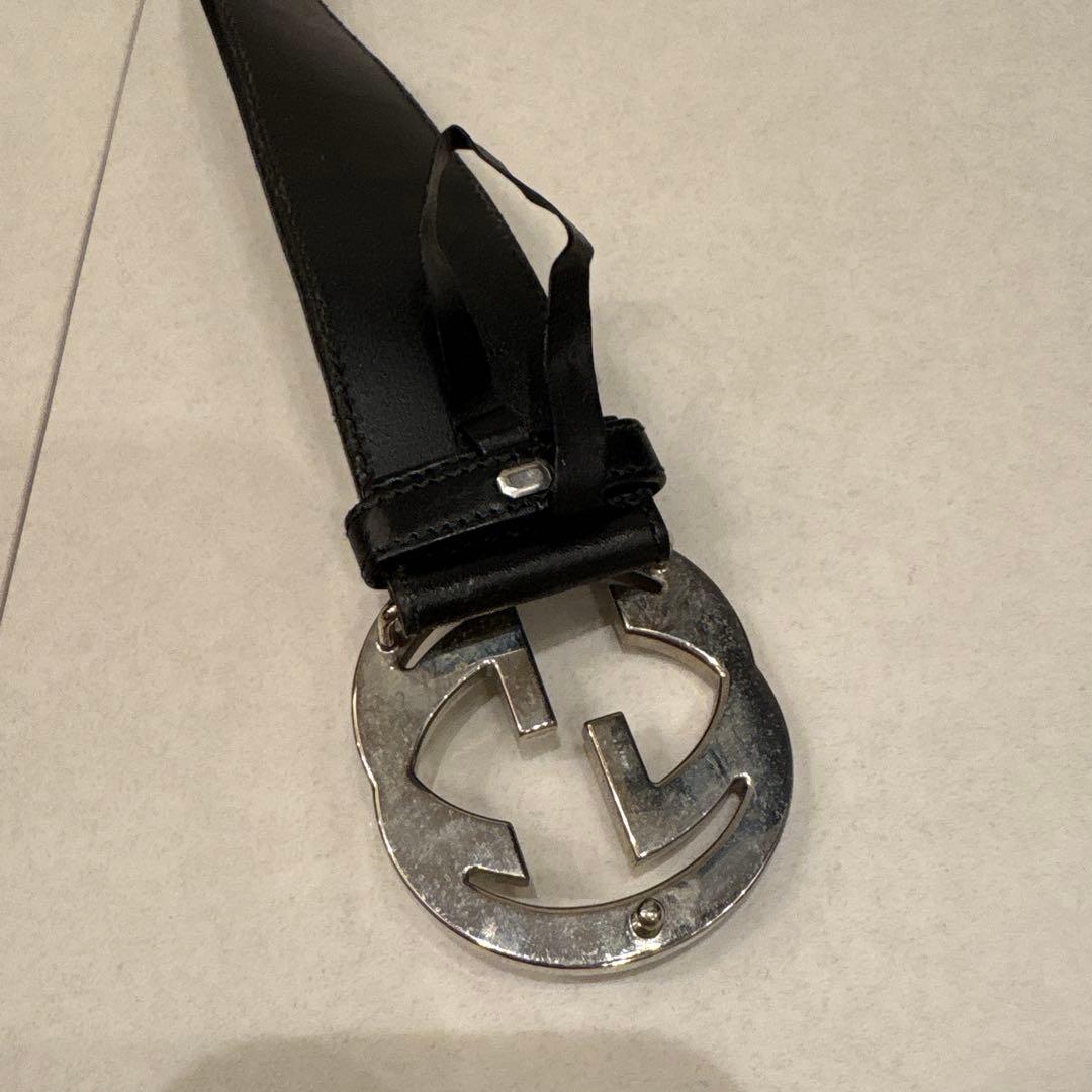 Gucci ブラックレザー ダブルGロゴベルト - メルカリ
