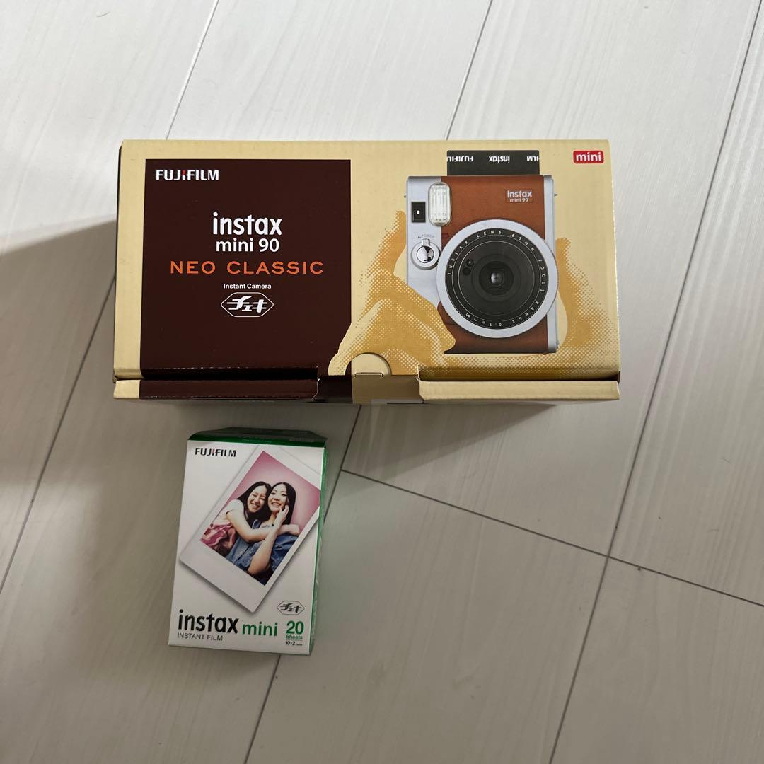 チェキ instax mini 90 ネオクラシック （ブラウン）、フィルム チェキ 本体 instax mini 90 ネオクラシック ブラウン＆チェキ用