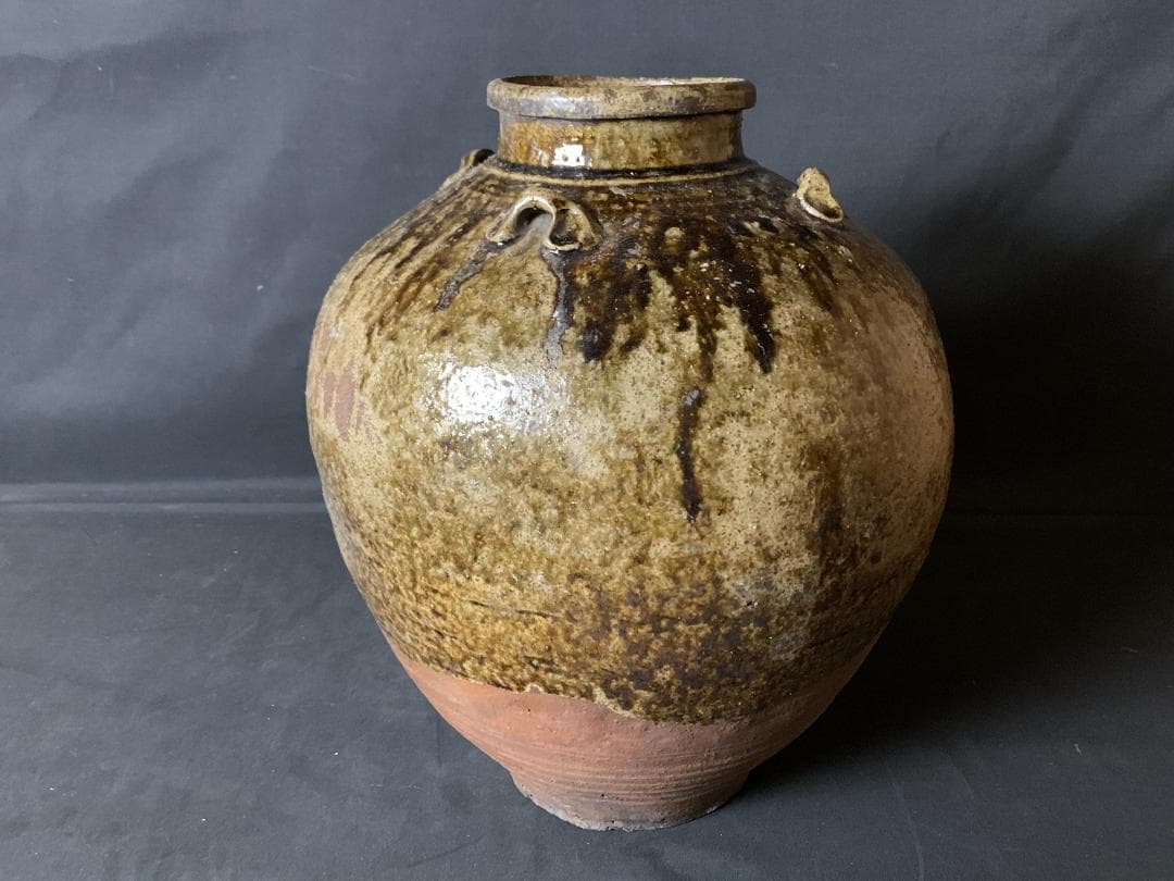 古丹波 自然釉 四耳 茶壷 桃山～江戸前期 739 楽天市場】骨董○古丹波三耳壺○葉茶壷 / 丹波焼 | 江戸初期-17世紀頃