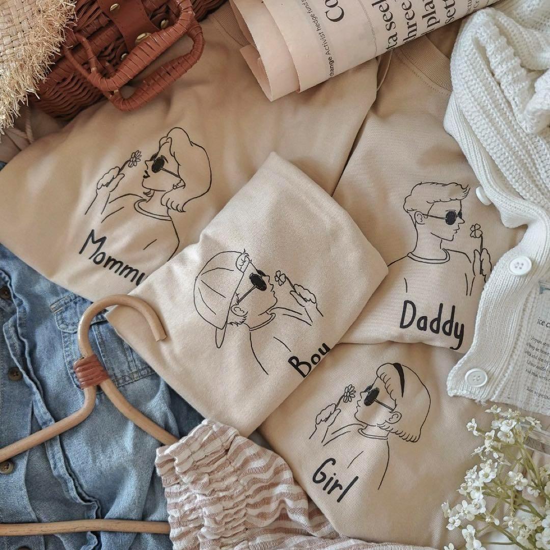 親子コーデ　親子お揃い　名前入り　名入れ tシャツ　内祝い　誕生日 名入れ可】＜おとなサイズ＞名前入り Tシャツ おそろいファミリーT