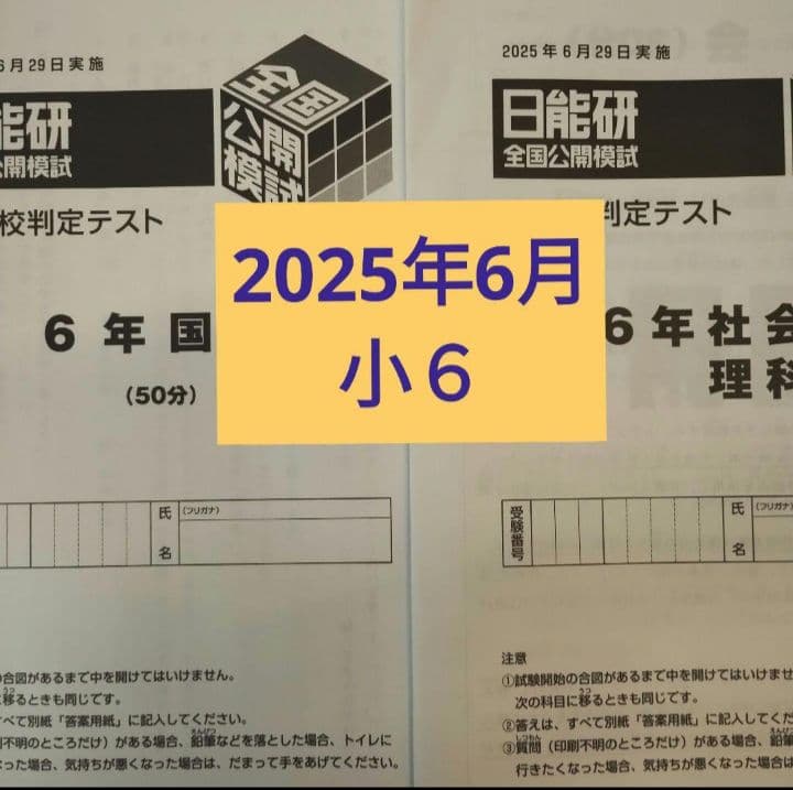 6年 2025年6月 日能研 全国公開模試 志望校判定テスト 4科 - メルカリ