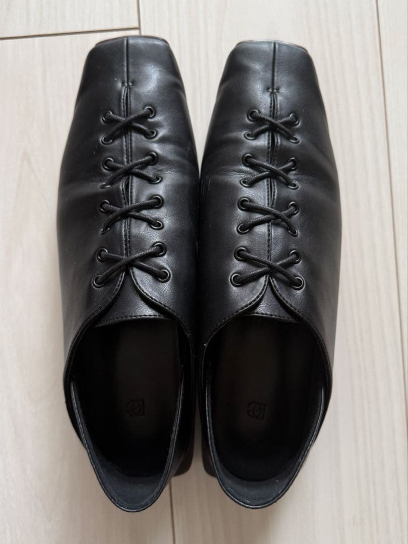 studio doe ブラックレザー レースアップシューズ studio doe ブラックレザー レースアップシューズ - メルカリ