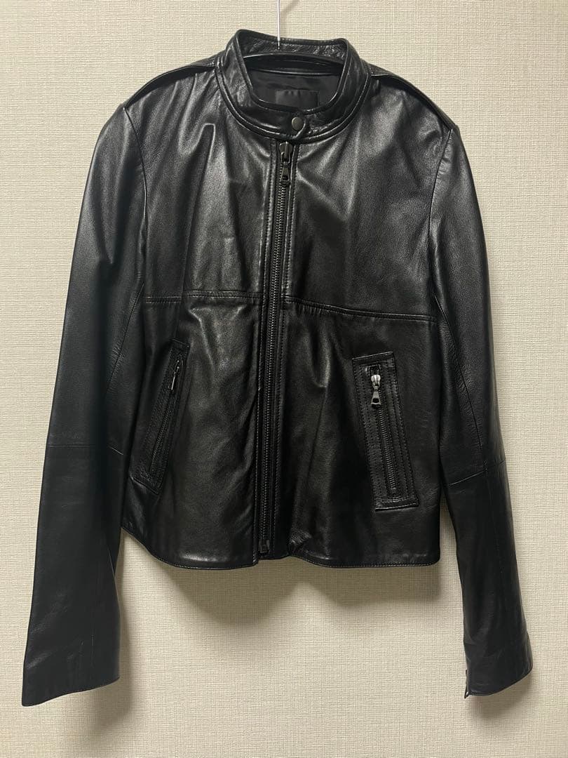 美品◆Theory◆シングルライダースジャケット　ラムレザー 本革 シングルライダースジャケット メンズ ラムレザージャケット M/L