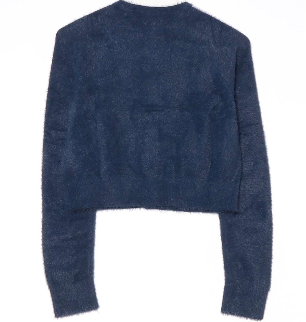 新品M⭐️adidas フラッフィー ニットカーディガン ネイビー りなてぃ