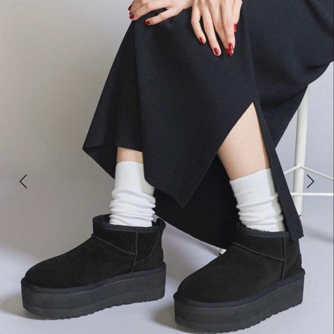 UGG クラシックウルトラミニプラットフォーム 厚底 ブラック 23cm UGG CLASSIC ULTRA MINI PLATFORM☆ウルトラ ミニ 厚底/送料込 (UGG