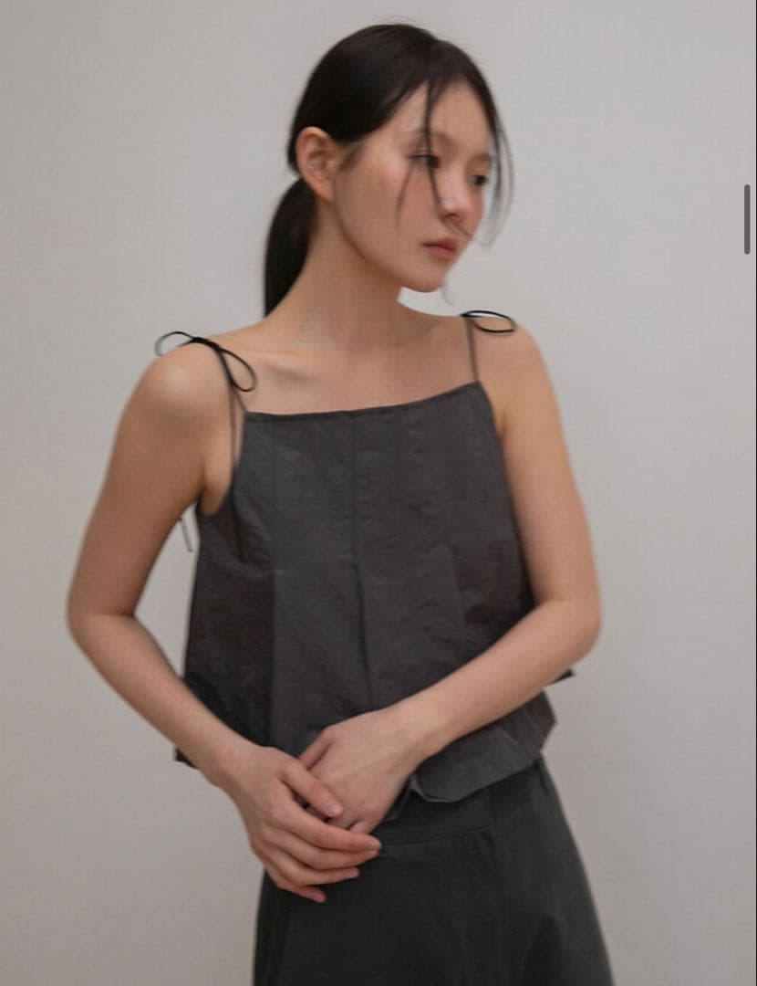 OHOTORO キャミソール　black pleated cami top | OHOTORO