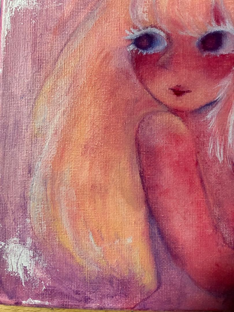 油絵 アート オリジナル 絵画 イラスト 人物画 女の子 病みかわいい 一点物