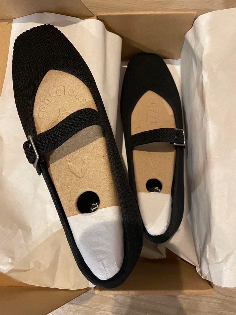 新品 VIVAIA メリージェーン フラットシューズ ブラック 超軽量 洗濯可