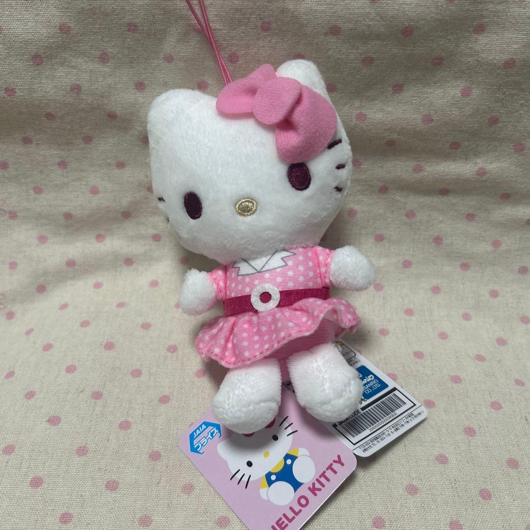 ハローキティ レトロワンピース マスコット ぬいぐるみ ピンク - メルカリ