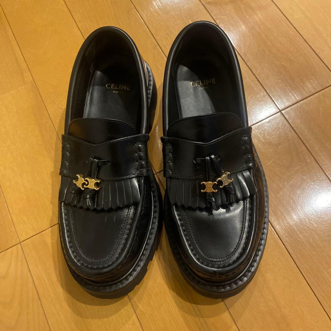 セリーヌ　美品　タッセル付き　ローファー CELINE（セリーヌ） ゼブラ柄 タッセルローファー チャンキーヒール