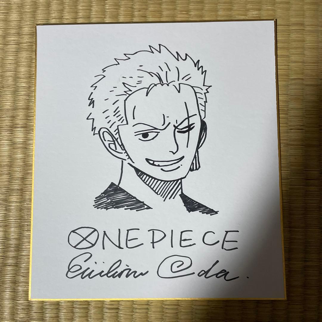 ONE PIECE 尾田栄一郎 直筆サイン色紙 ゾロ 超希少 - メルカリ