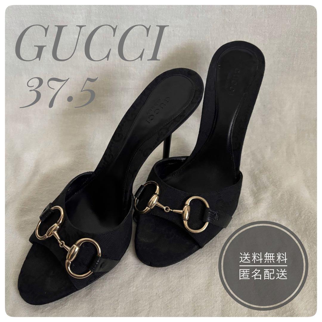 GUCCI ミュール 黒 37.5 24.5相当　グッチ サンダル ホースビット GUCCI（グッチ） | プリンスタウン ホースビット ファー ミュール