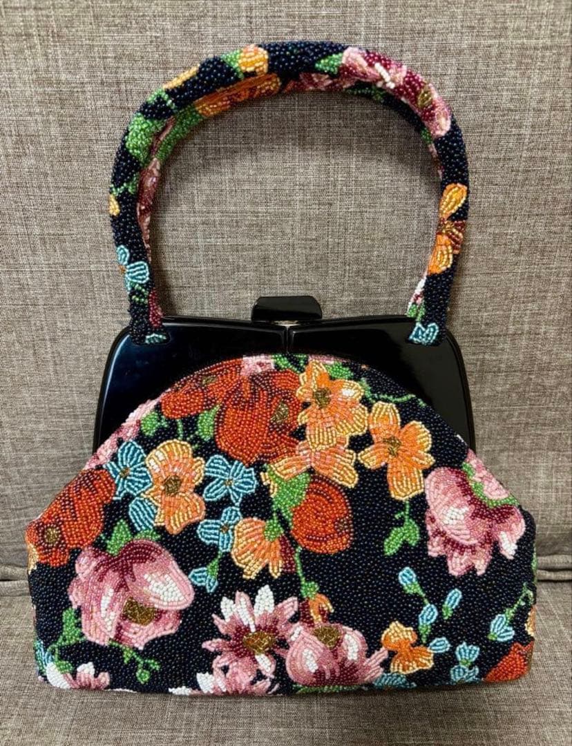 皇室御用達 Lumy はしもと 花柄刺繍 ビーズバッグ 和装 パーティー