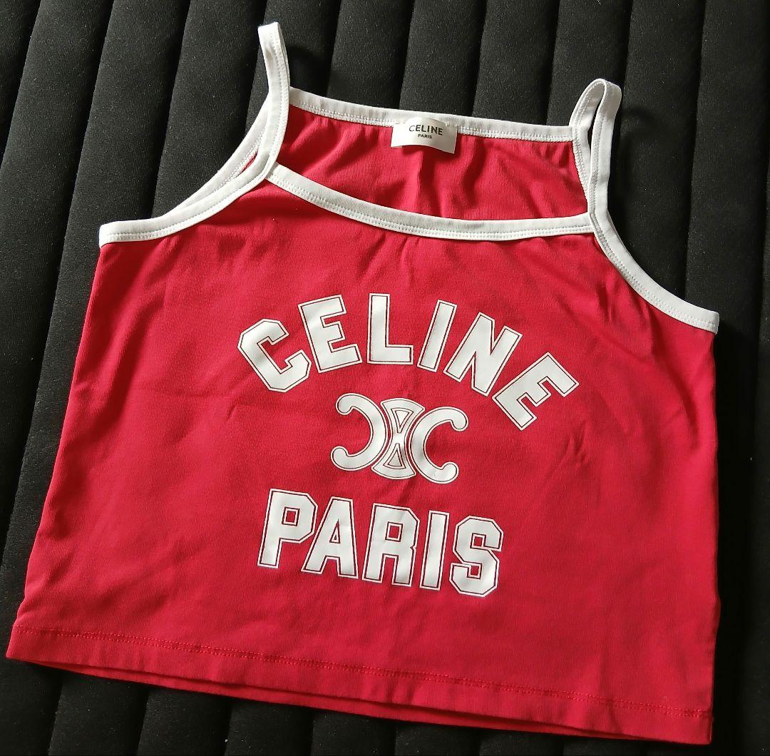 トップス CELINE CELINE セリーヌ ロゴTシャツ コットン S ホワイト ブラック 2X314916G