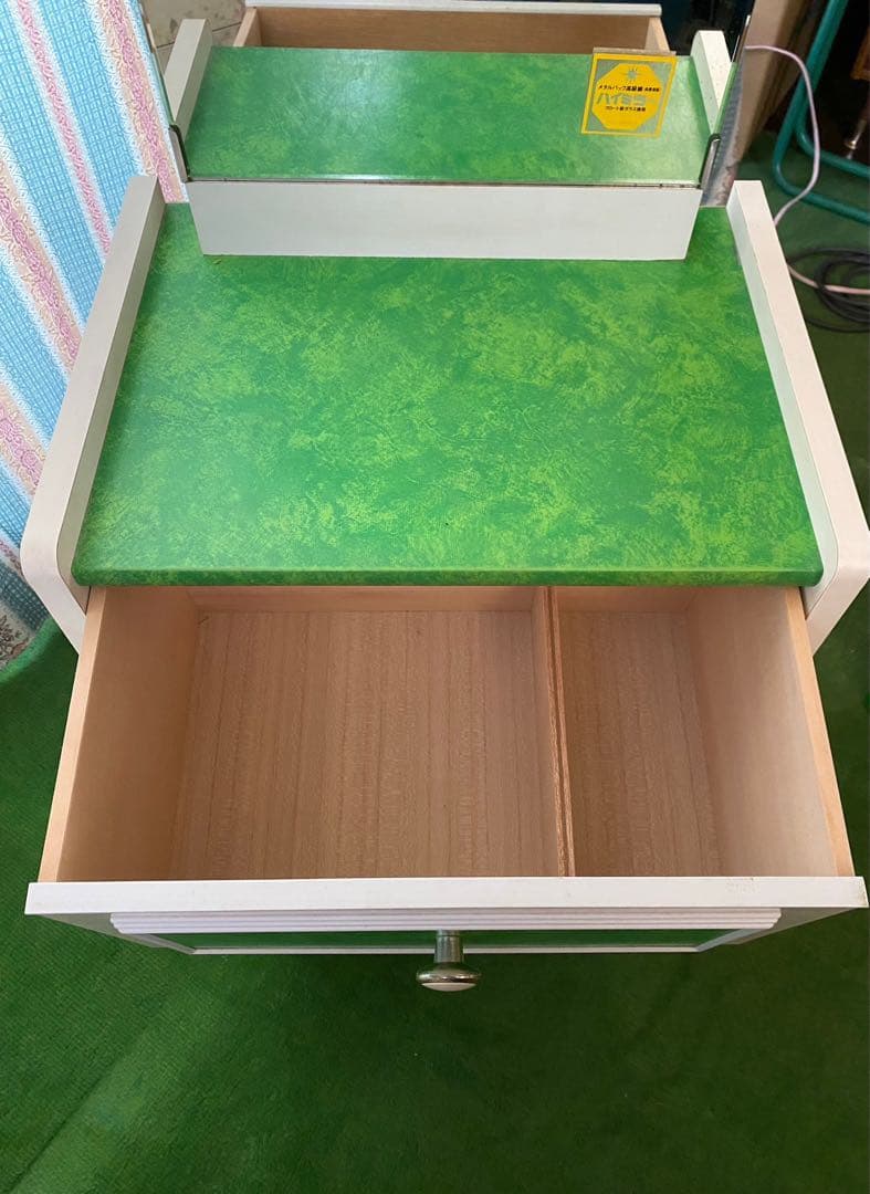 ドレッサー 鏡台 昭和レトロ 当時物 レトロポップ インテリア 緑
