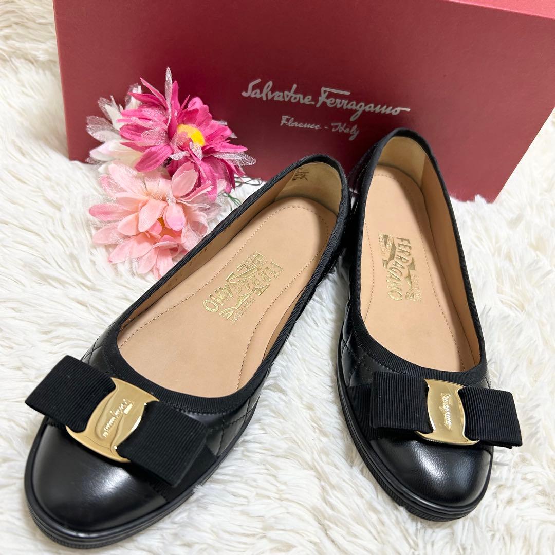 美品★Salvatore Ferragamo フェラガモ キルティング パンプス Salvatore Ferragamo/サルヴァトーレフェラガモ】 ヴァラ キルティング