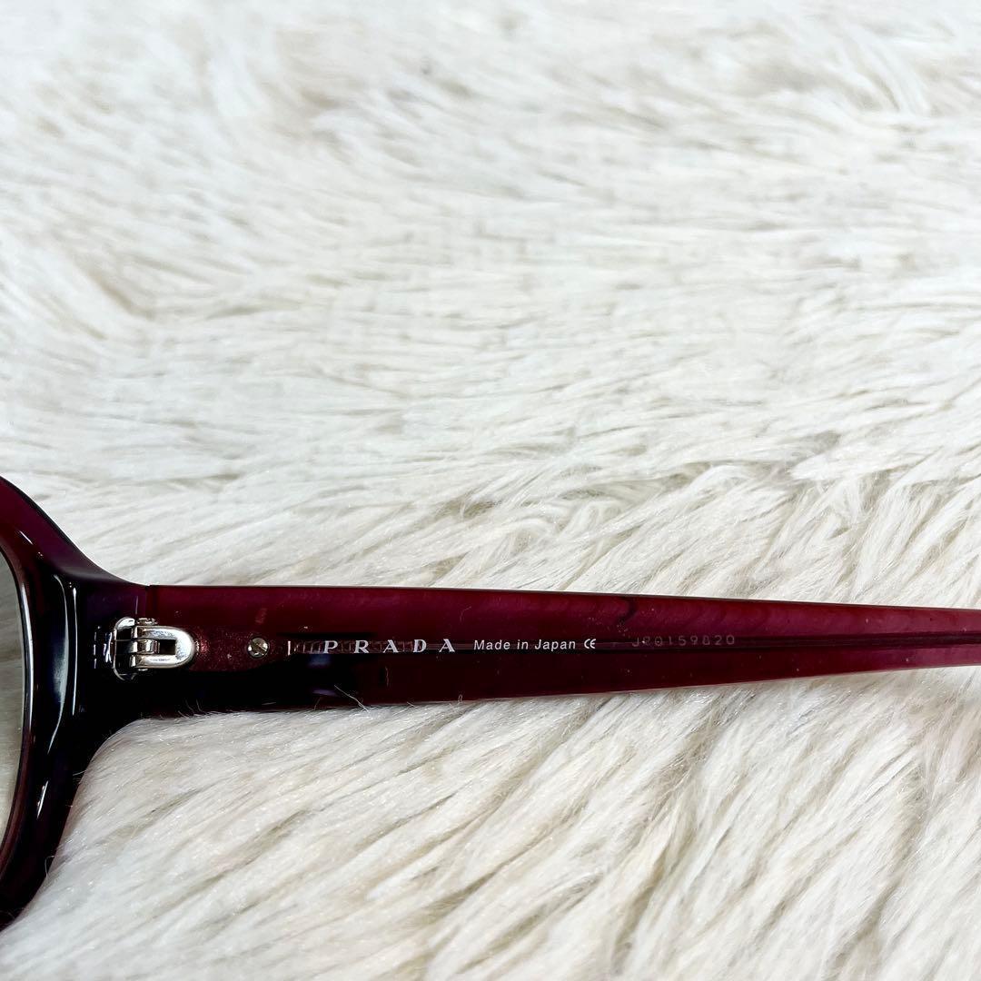 美品 PRADA サングラス SPR26G ブラウンレンズ レッドクリアフレーム