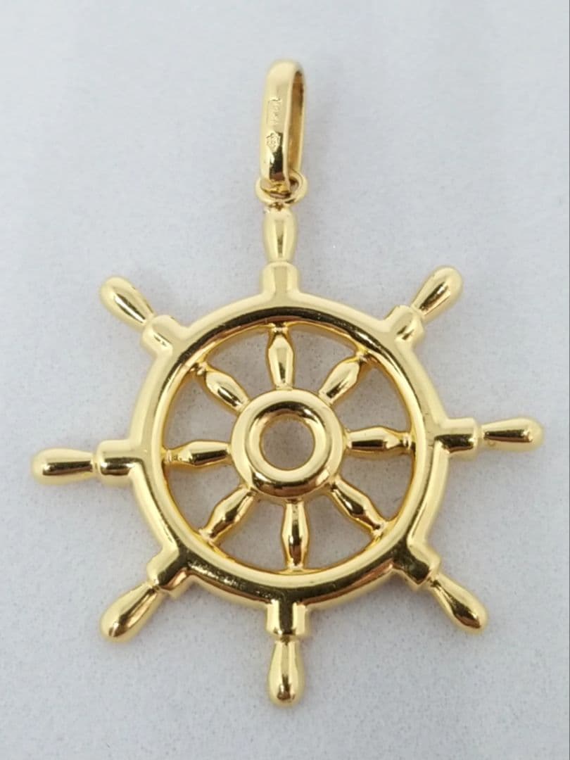 18金(K18)舵型 ペンダントトップ 楽天市場】ペンダントトップ メンズ 18金 K18 18K マリン 舵輪