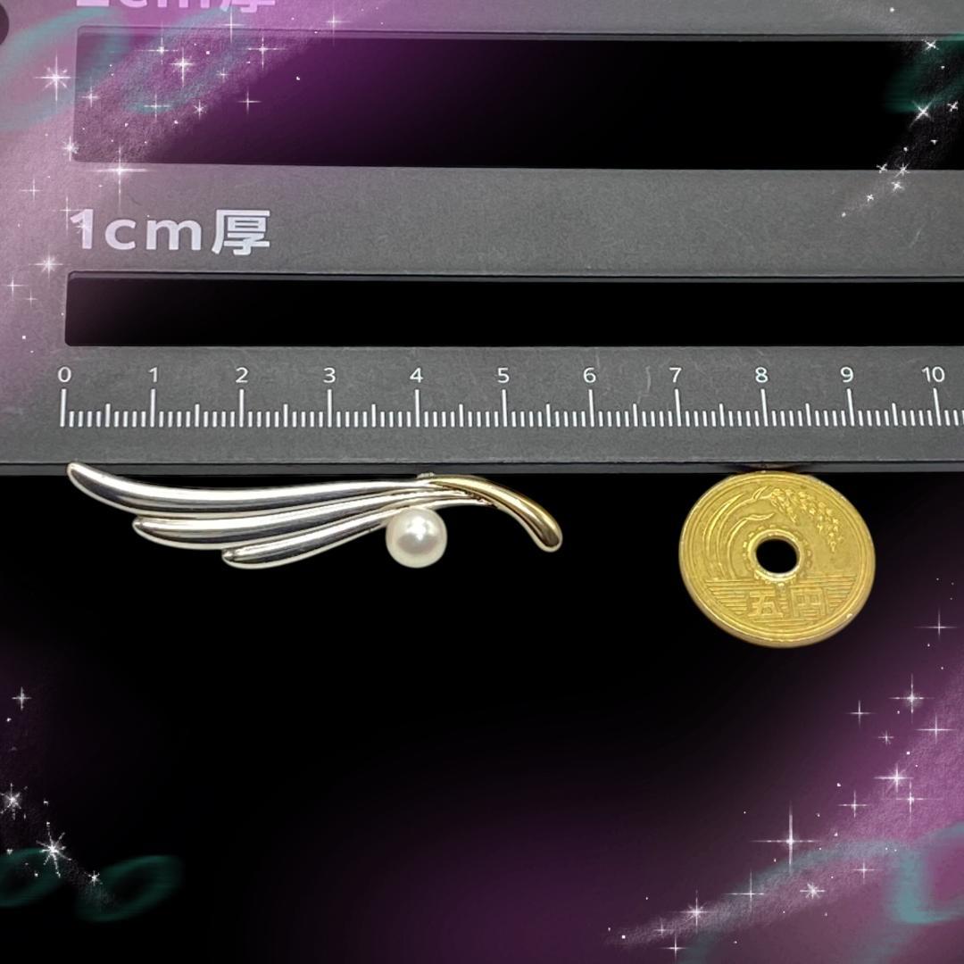 《美品》 ミキモト　パールブローチ　K18　SV925　コンビ