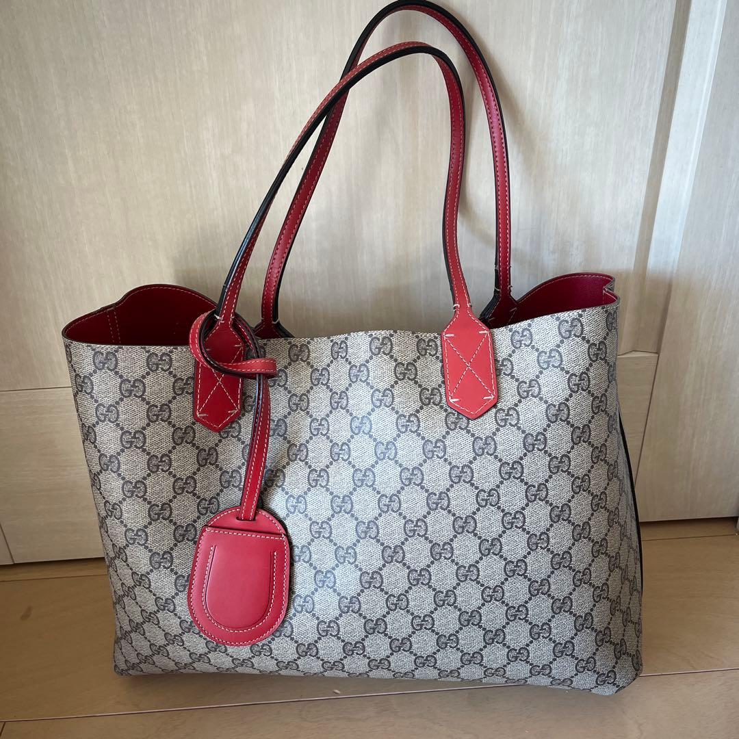 GUCCI ショルダーバッグ ベージュ/レッド 中古・古着通販】GUCCI (グッチ) ショルダーバッグ ベージュ×レッド