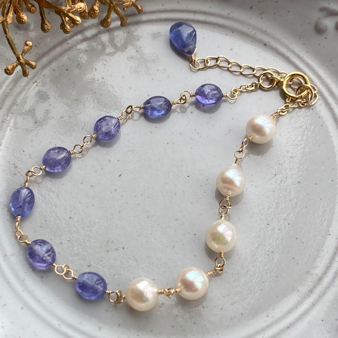 専用です】タンザナイト＆アコヤ真珠✴︎14kgfブレスレットB1