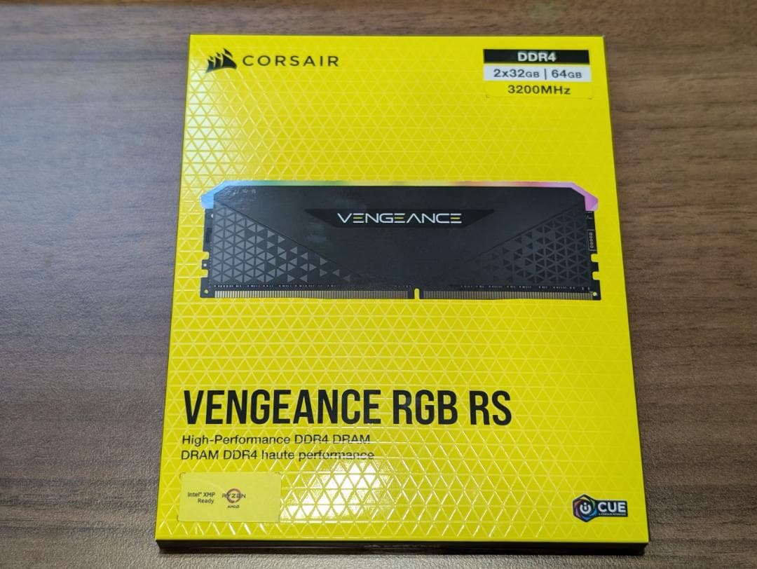 メモリ Corsair CMG64GX4M2E3200C16 64GB VENGEANCE® RGB RS 64GB (2 x 32GB) DDR4 DRAM 3200MHz C16 Memory Kit