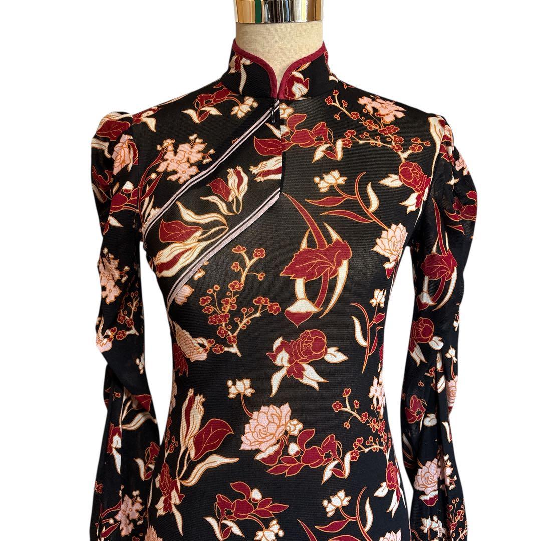 極美品 ヴィヴィアンタム チャイナ マオカラー 花柄 パワーネット