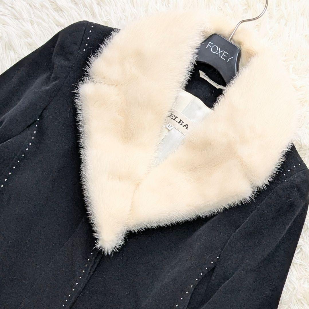 デルバ ロングコート ファー カシミヤ アンゴラ イタリア製 ブラック