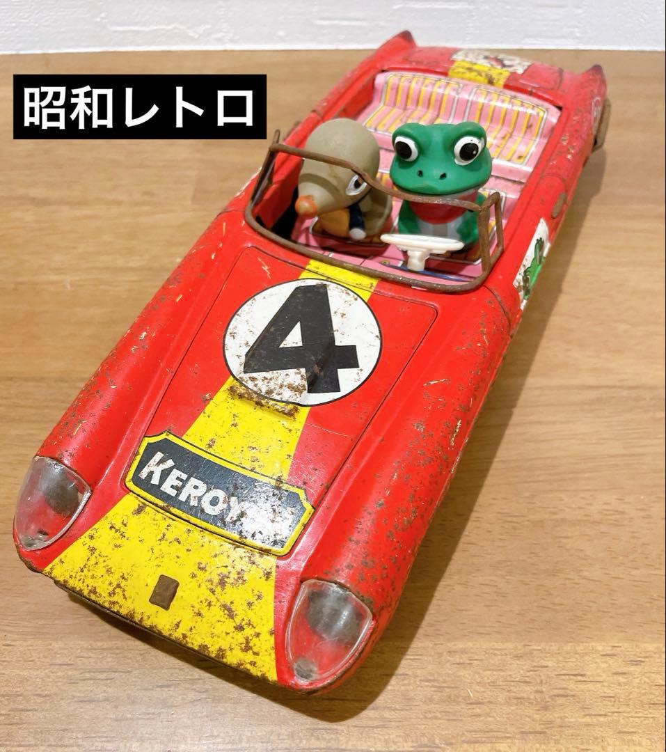 超希少　ケロヨンともぐちゃんのスポーツカー　フェラーリー　当時物 ビンテージ フェラーリ Ferrari 250GTO racing car ブリキ製 オールドカー