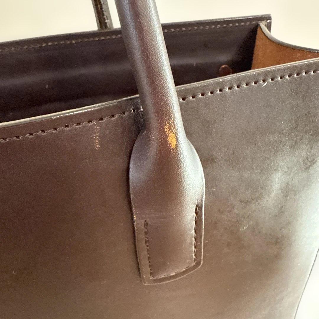 亀屋革具店 大きなトートバッグ肩掛けタイプ ダークブラウン （横幅40