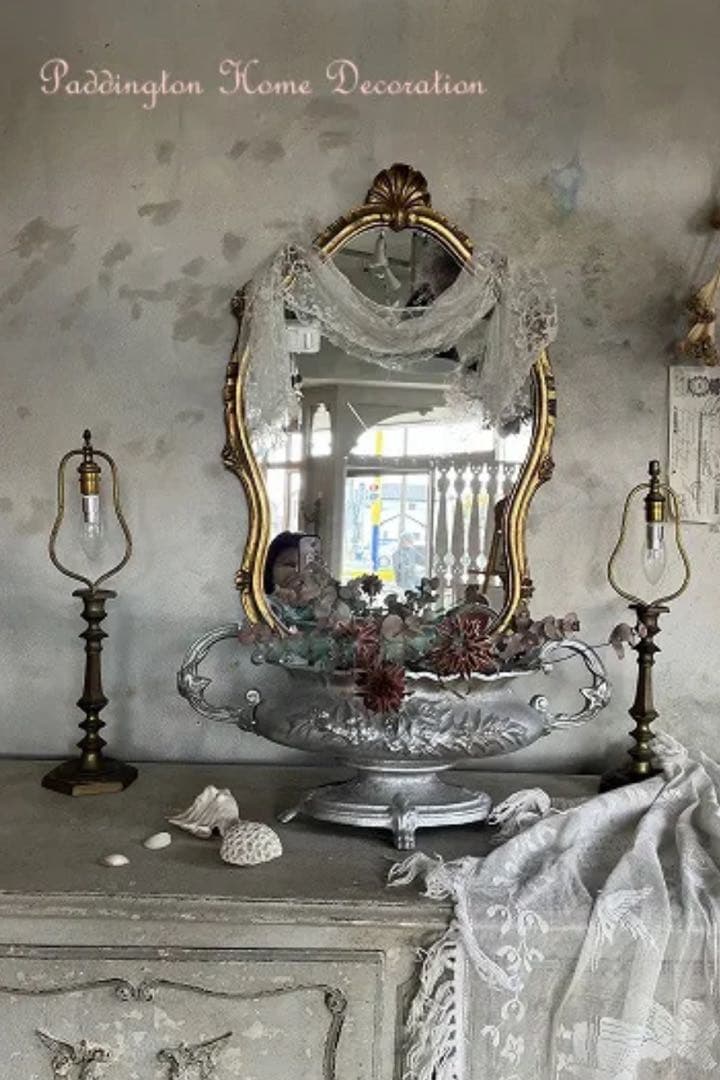 フランスアンティークロココ調ミラー ロココ調 ミラー 鏡 壁掛け 直輸入 姫家具 ロココ ヨーロピアン