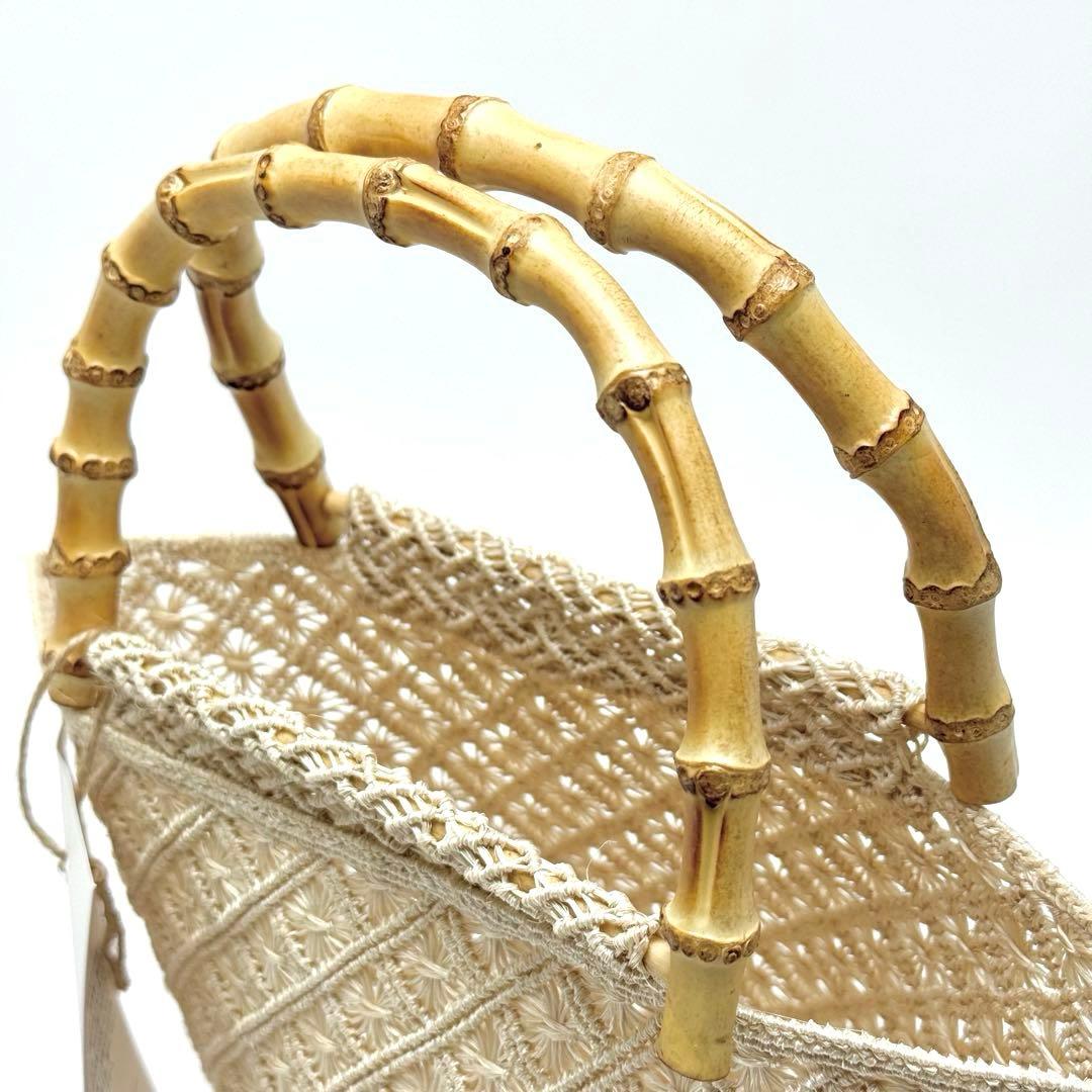 アバカ バンブーバッグ M+abaca 花繋ぎ 夏単衣 6522｜アバカ バンブー