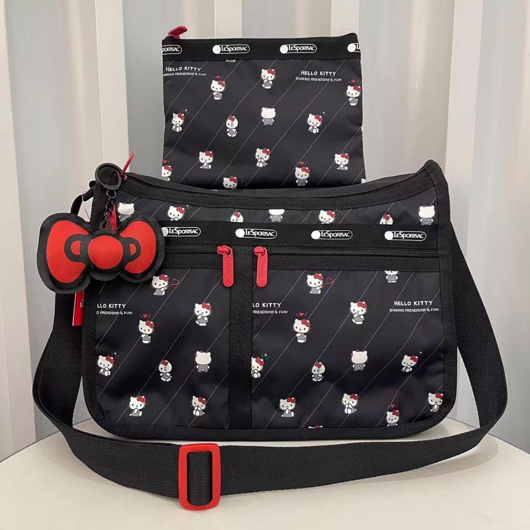レスポートサック ハローキティ リボン結び ブラック ショルダーバッグ