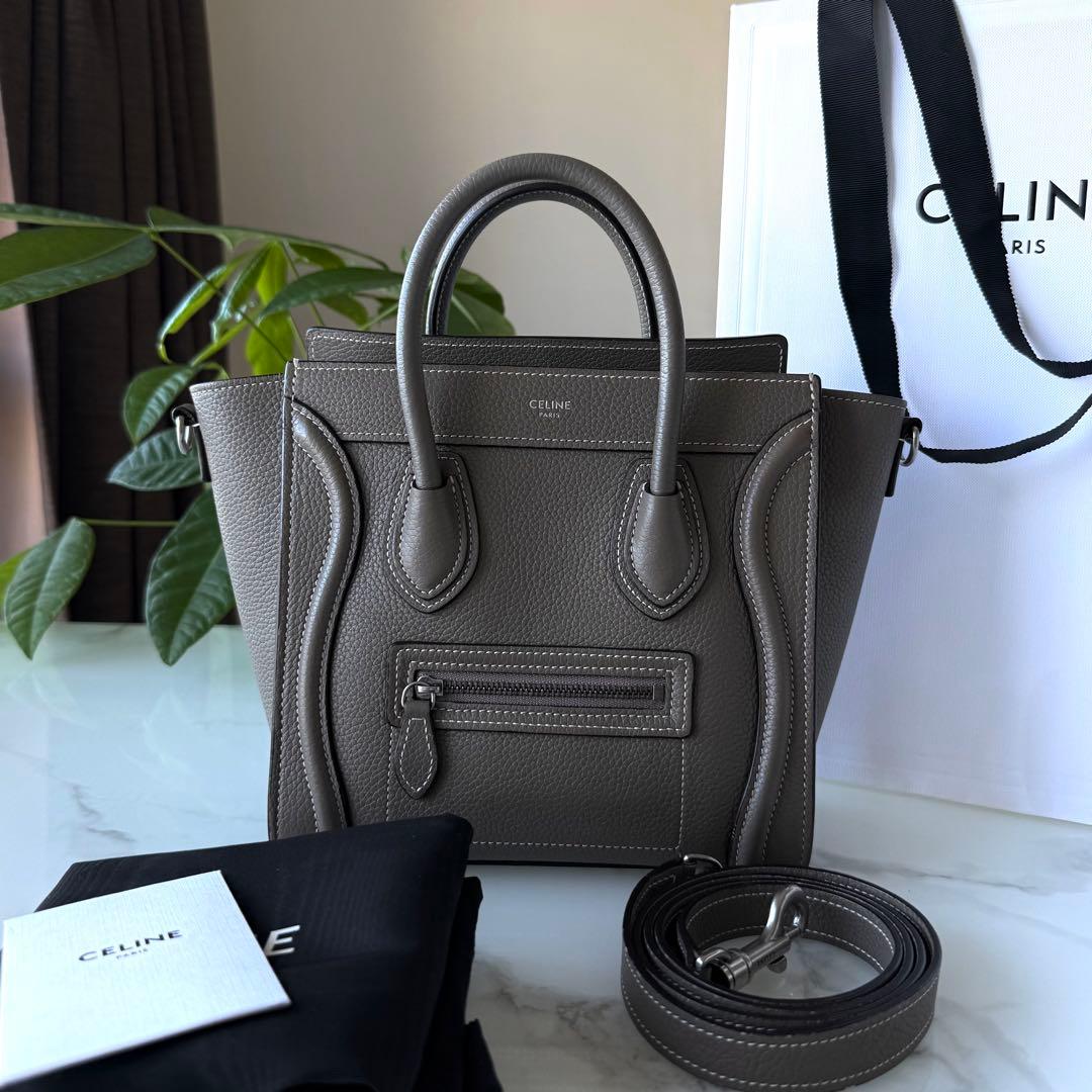 CELINE ラゲージ　ナノ　グレージュ　スリ　2WAYハンドバッグ すぐ届く☆関税込み】CELINE ラゲージ ナノ バッグ スリ (CELINE