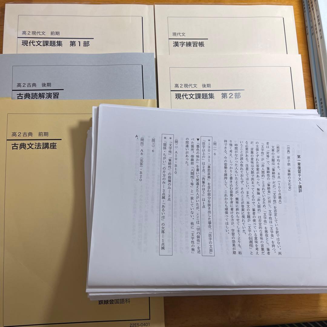 鉄緑会　高2 現代文　古典　セット　(一部解説付き) 楽天市場】鉄緑会 高2 古典文法講座/読解演習/復習テスト/句法の講座
