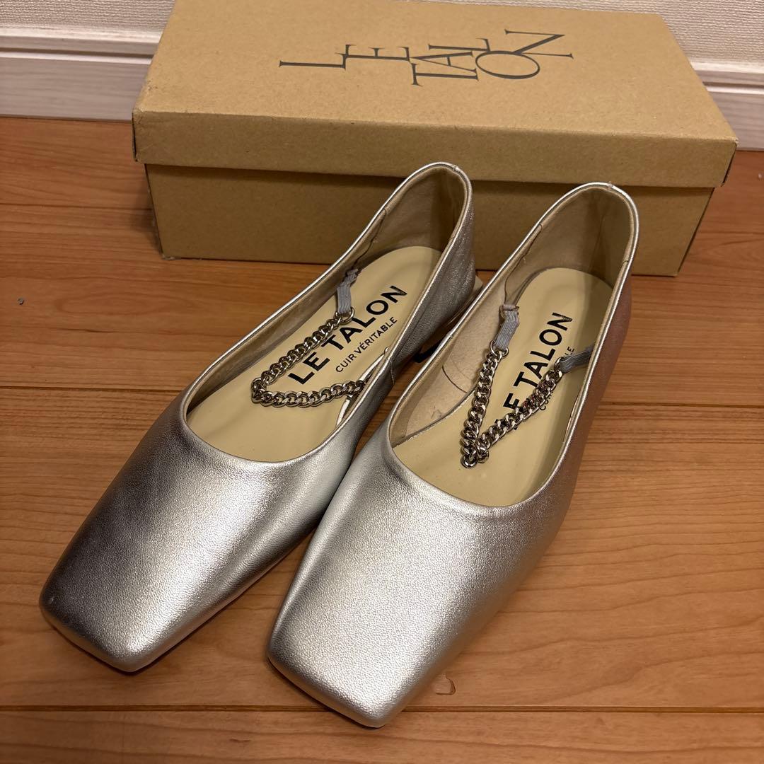新品LETALON シルバーフラットパンプス　24.5センチ Le Talon ルタロン シルバー フラットパンプス 24.5cm 日本製 - メルカリ