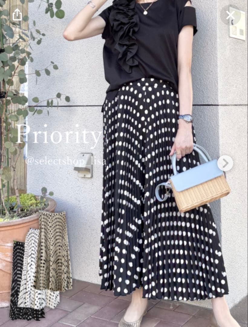 priority プライオリティ ドット プリーツガウチョパンツ PRIORITY（プライオリティー） プライオリティ ドット プリーツ