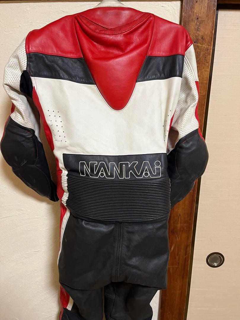 NANKAI レザー ツナギ 赤黒白 - メルカリ