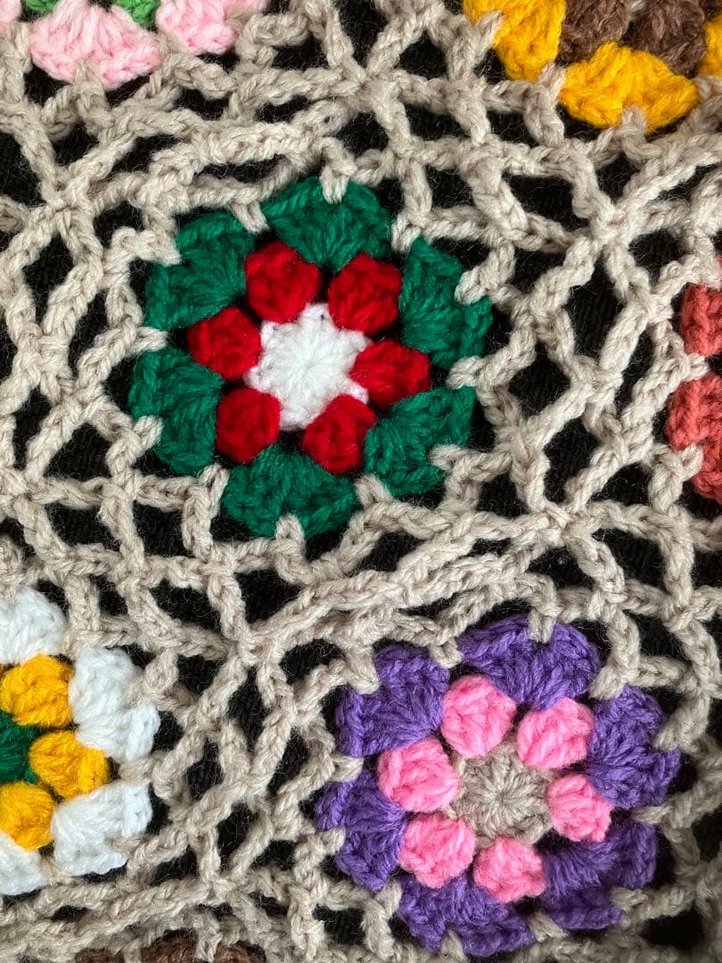 モチーフ編み ソファーカバー 大判ブランケット ベットカバー マルチ