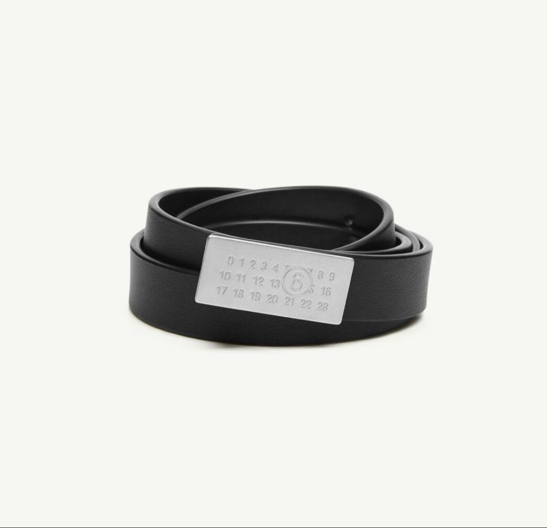 MM6 MAISON MARGIELA ブラック Numeric レザーベルト MM6 Maison Margiela: Black Numeric Belt | SSENSE