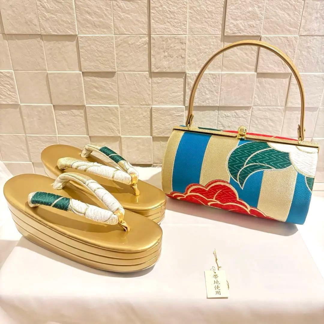 高級帯地使用 草履バッグセット　厚底 楽天市場】草履バッグセット 成人式 振袖 草履 バッグ セット バッグ
